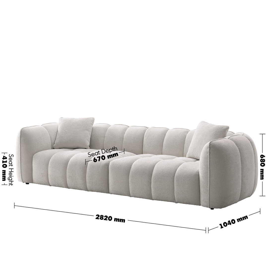 Cream Mixed Weave Fabric 4 Seater Sofa PUDDY