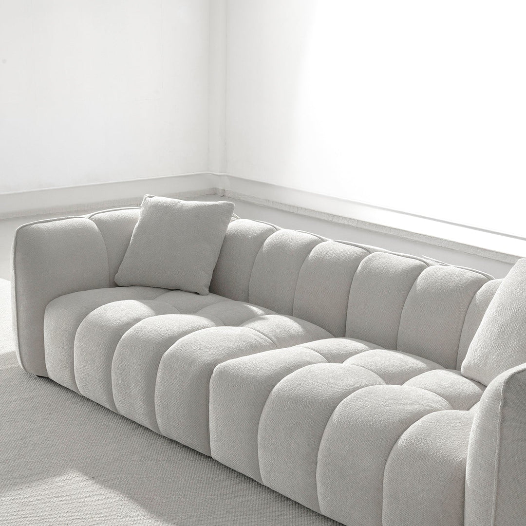 Cream Mixed Weave Fabric 4 Seater Sofa PUDDY