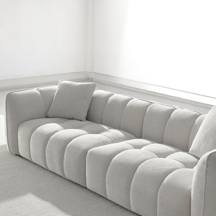 Cream Mixed Weave Fabric 4 Seater Sofa PUDDY