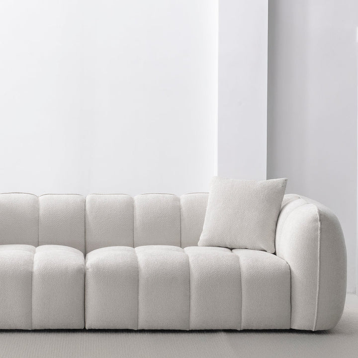 Cream Mixed Weave Fabric 4 Seater Sofa PUDDY