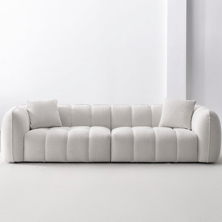 Cream Mixed Weave Fabric 4 Seater Sofa PUDDY