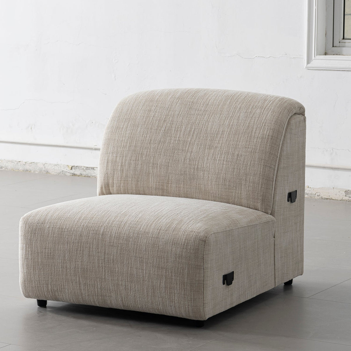 Cream Mixed Weave Fabric Modular Armless 1 Seater Sofa LUNAR More Details and Instruction