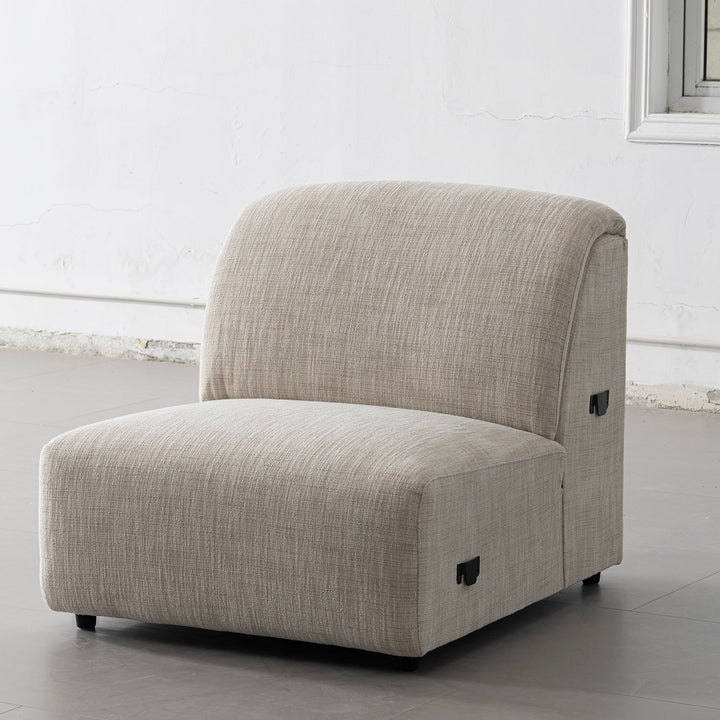 Cream Mixed Weave Fabric Modular Armless 1 Seater Sofa LUNAR