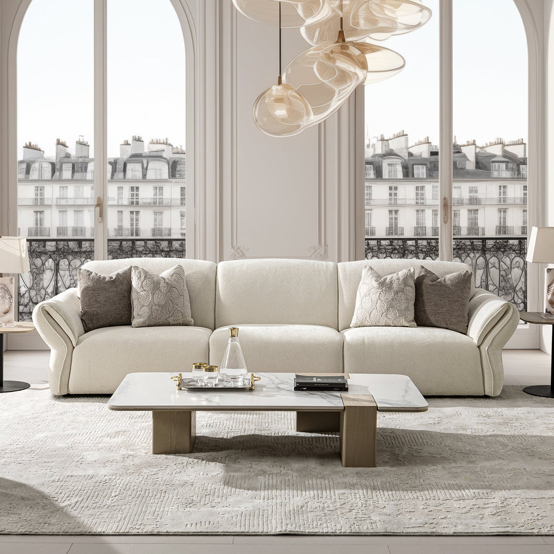 Cream Mixed Weave Fabric Modular Armless 1 Seater Sofa LUNAR