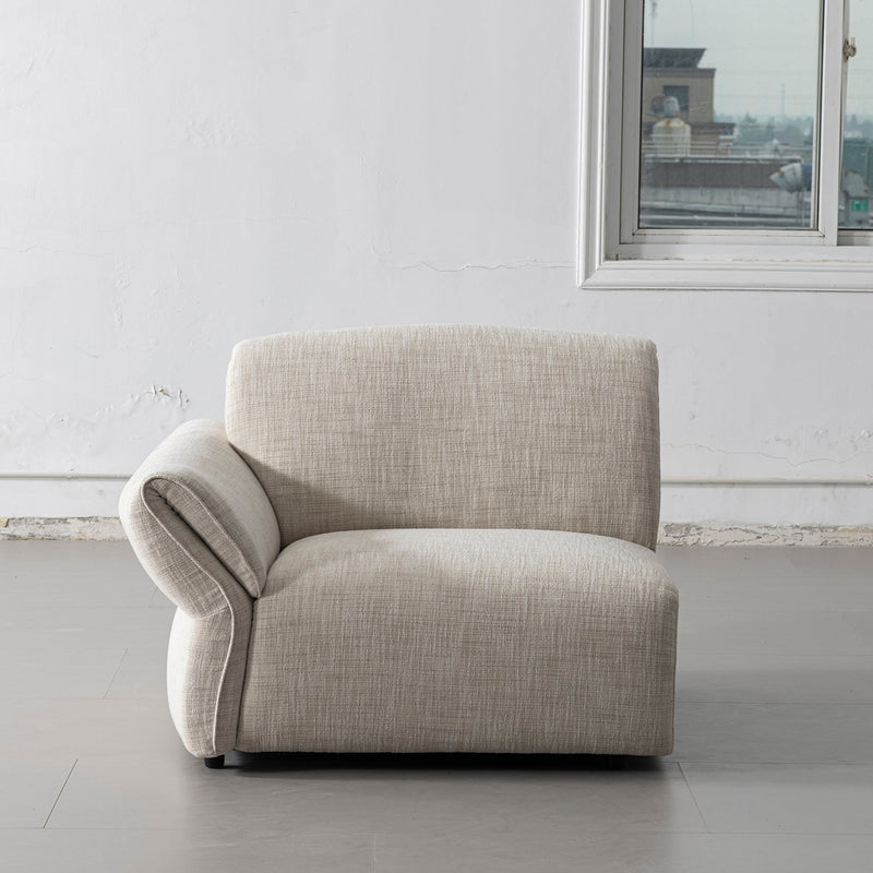 Cream Mixed Weave Fabric Modular Corner 1 Seater Sofa LUNAR Material Details Chart
