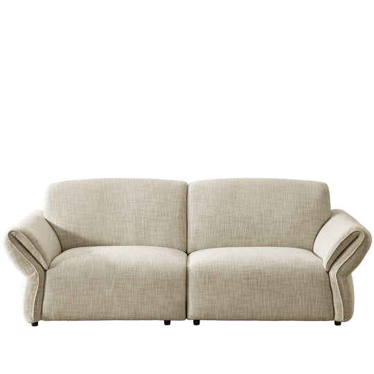 Cream mixed weave fabric sectional 3 seater sofa lunar in white background.