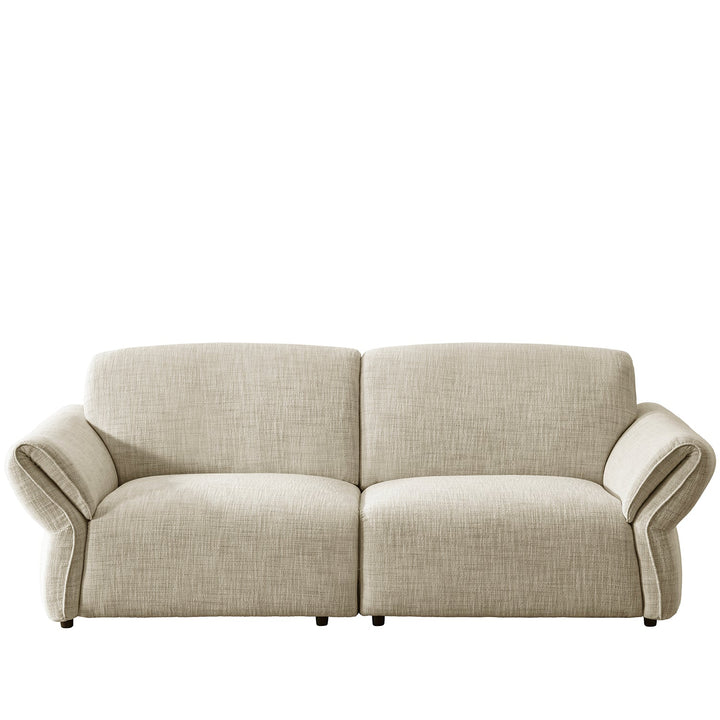 Cream mixed weave fabric sectional 3 seater sofa lunar in white background.