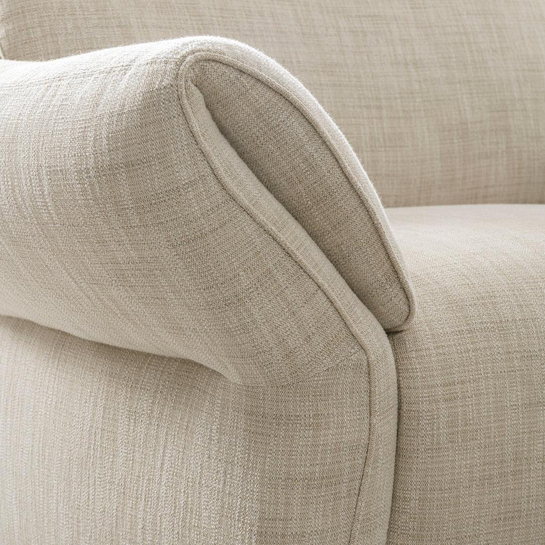 Cream mixed weave fabric sectional 3 seater sofa lunar color swatches.