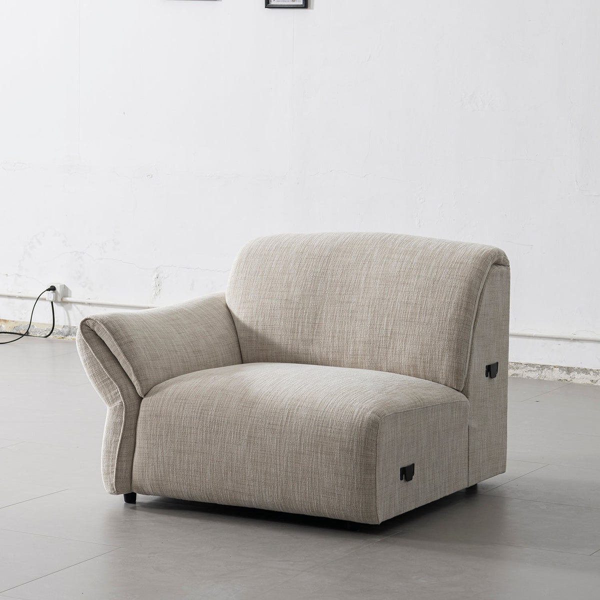 Cream mixed weave fabric sectional 3 seater sofa lunar with context.