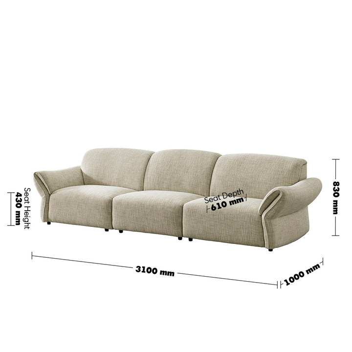 Cream mixed weave fabric sectional 4 seater sofa lunar size charts.