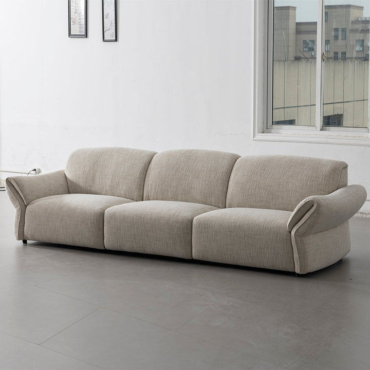 Cream Mixed Weave Fabric Sectional 4 Seater Sofa LUNAR