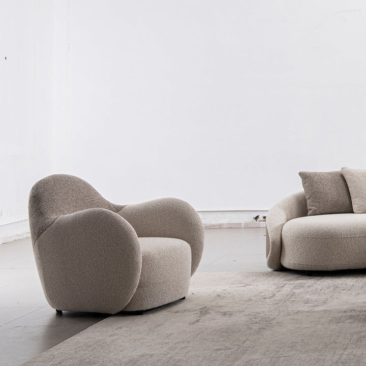 Cream Sherpa Fabric PU Leather 1 Seater Sofa COCOA