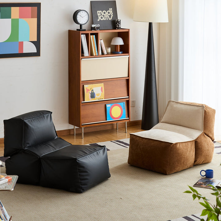 Cream Cotton Fabric Bean Bag 1 Seater Sofa LAZY