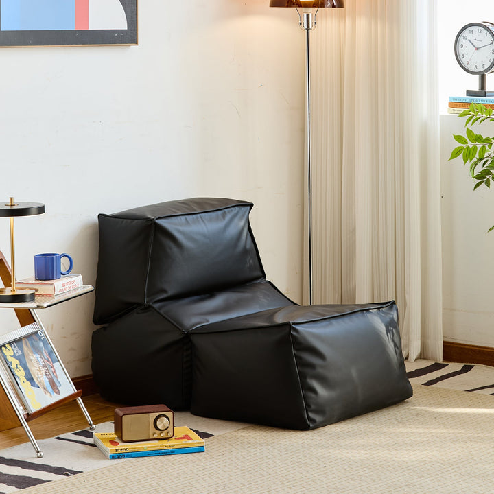 Cream Cotton Fabric Bean Bag 1 Seater Sofa LAZY