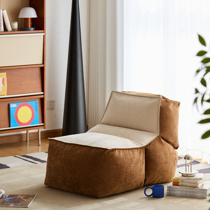 Cream Cotton Fabric Bean Bag 1 Seater Sofa LAZY