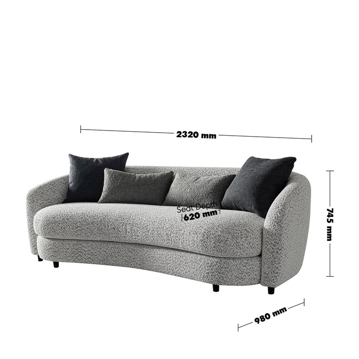 Cream Boucle Fabric 3 Seater Sofa NOVA