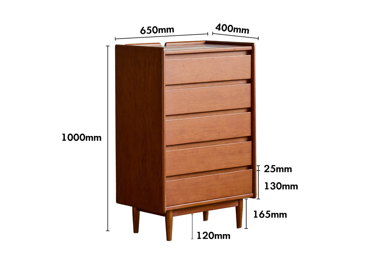 Bauhaus Boxwood Chest Of 5 Drawers VISTA Size Chart