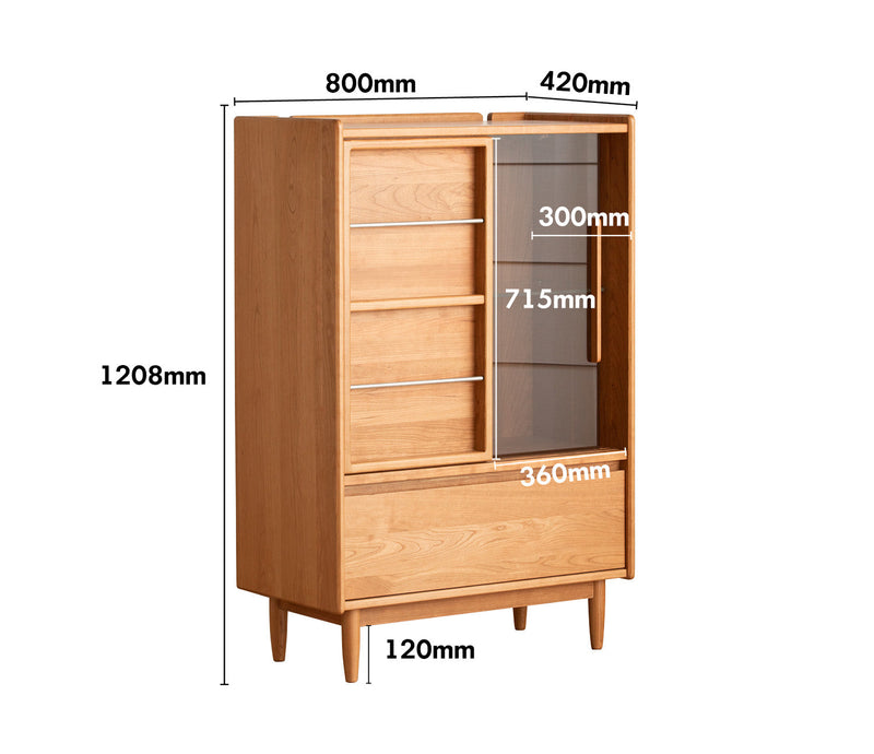 Scandinavian Cherry Wood Side Cabinet VISTA Size Chart