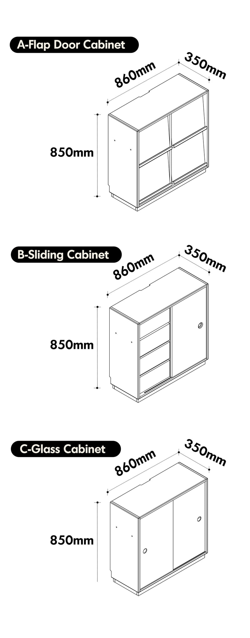 Bauhaus Cherry Wood Modular Cabinet TIME Size Chart