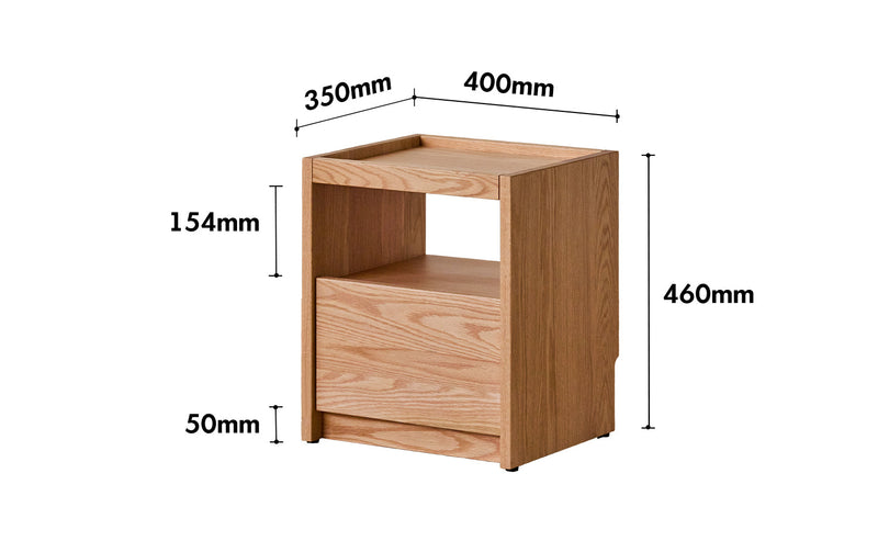 Scandinavian Oak Wood Side Table SUGAR Size Chart