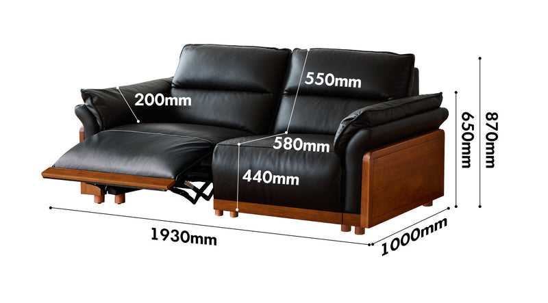 Vintage Boxwood Genuine Leather Electric Recliner 3 Seater Sofa EDGELESS Size Chart