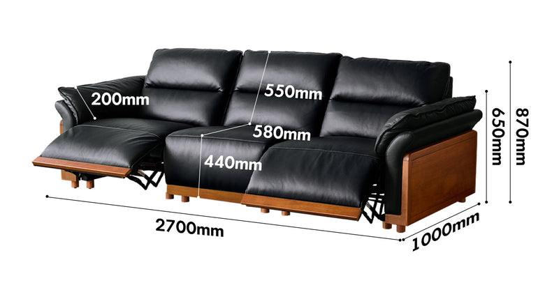 Vintage Boxwood Genuine Leather Electric Recliner 4 Seater Sofa EDGELESS Size Chart