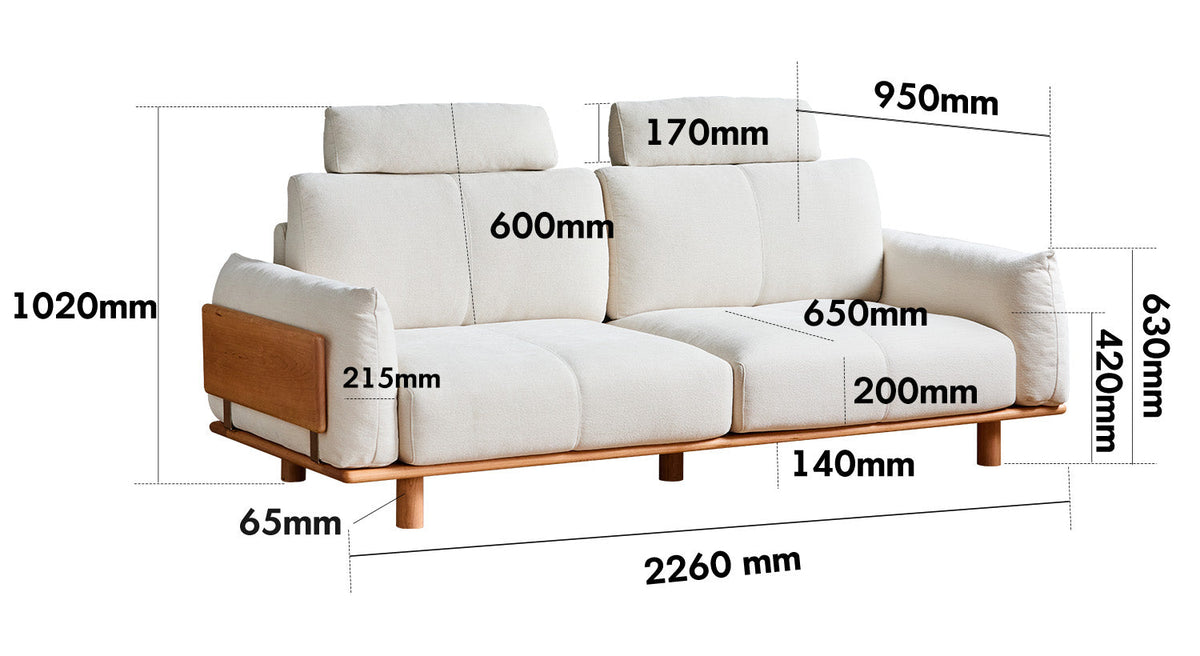 Scandinavian Mixed Weave Fabric 3 Seater Sofa BESSEN Size Chart
