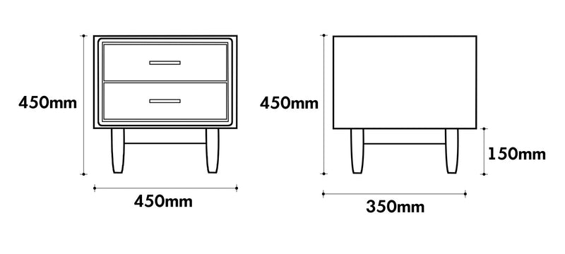 Scandinavian Cherry Wood Side Table GREEN Size Chart