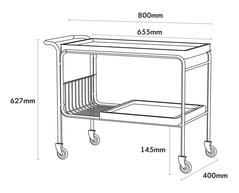 Bauhaus Boxwood Wheeled Trolley Side Table N PLUS Size Chart