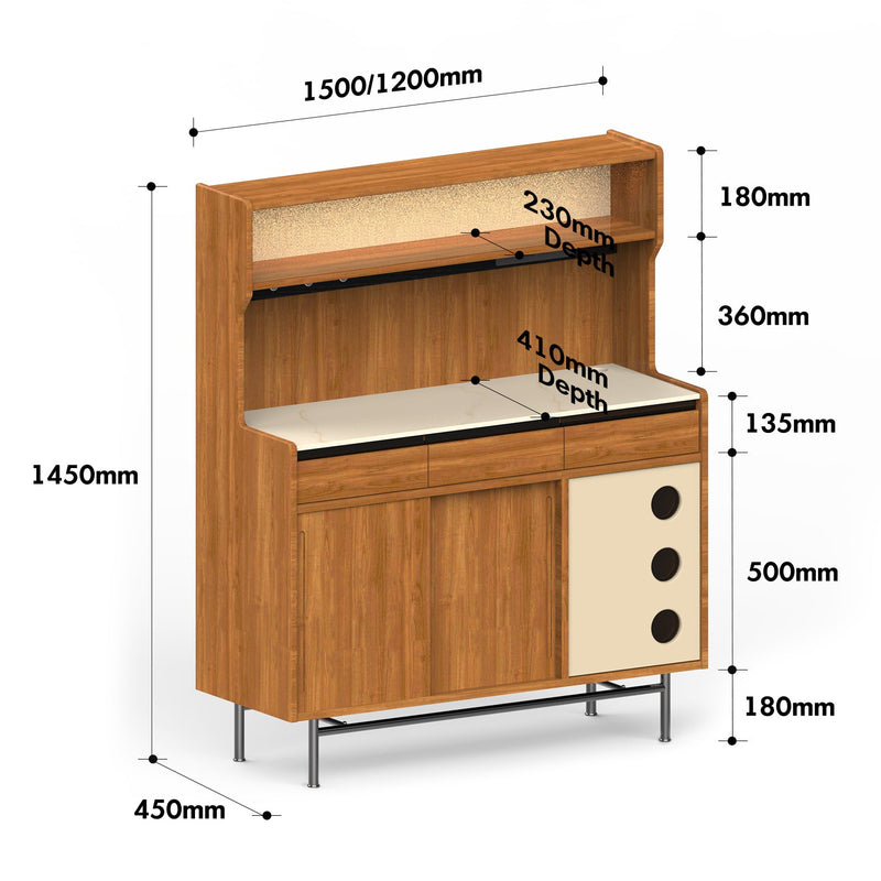 Scandinavian Sintered Stone Storage Side Cabinet TIME Size Chart