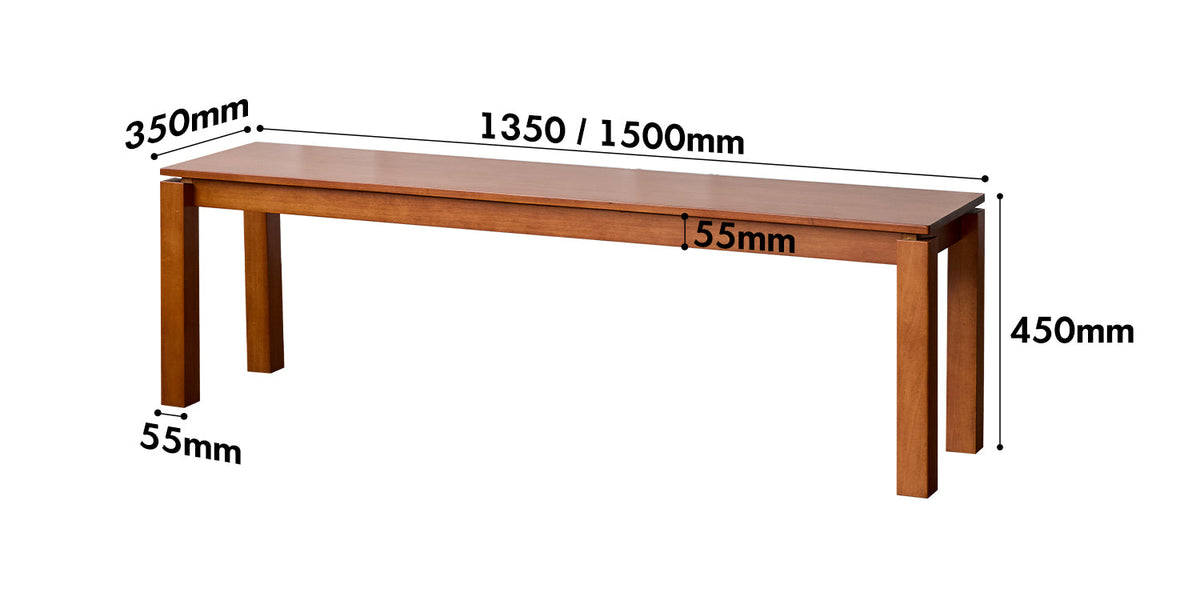 Bauhaus Boxwood Dining Bench COASTAL Size Chart