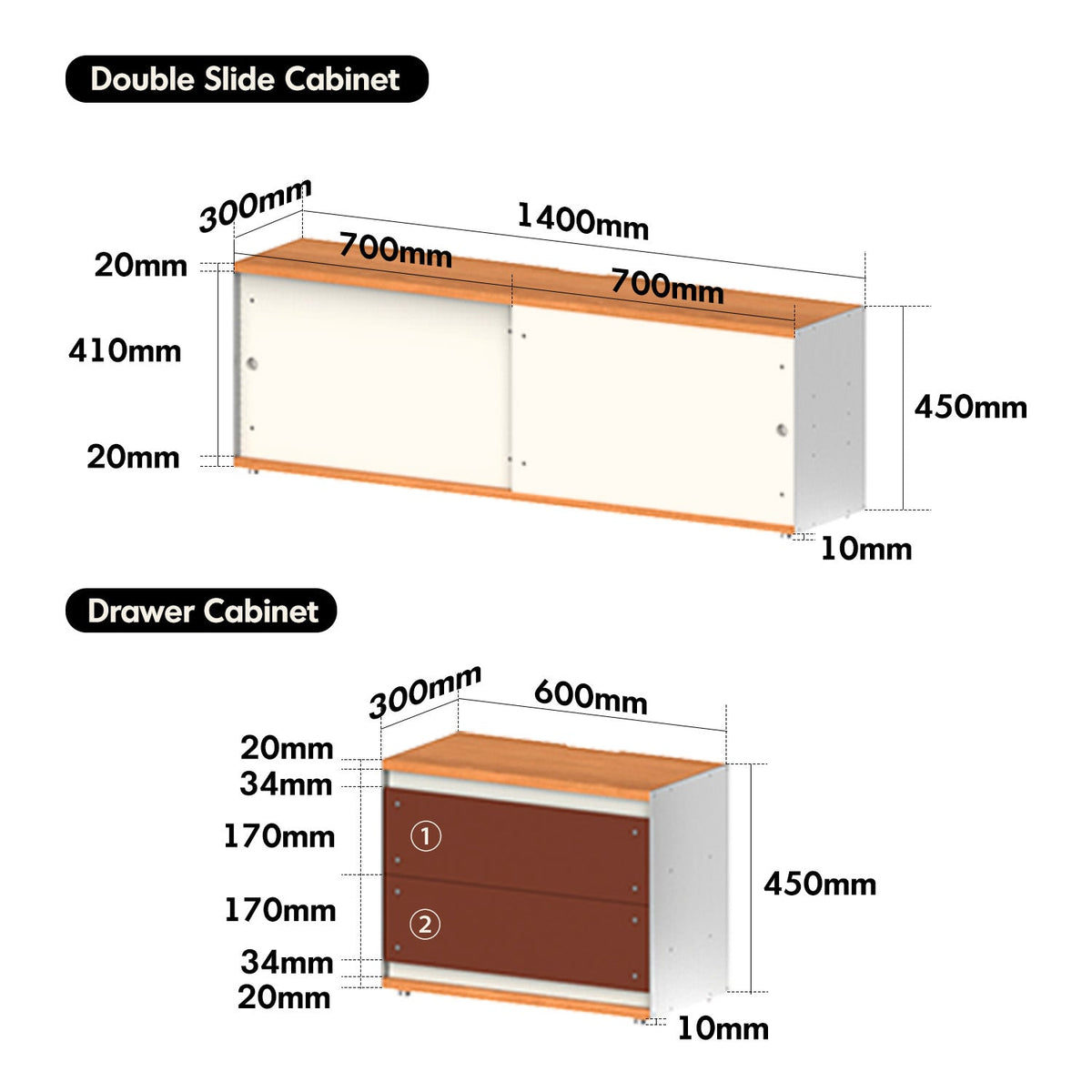 Bauhaus Aluminium Modular TV Console GEOMETRIC Size Chart