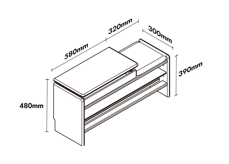 Scandinavian Cherry Wood Shoe Changing Bench MORI Size Chart