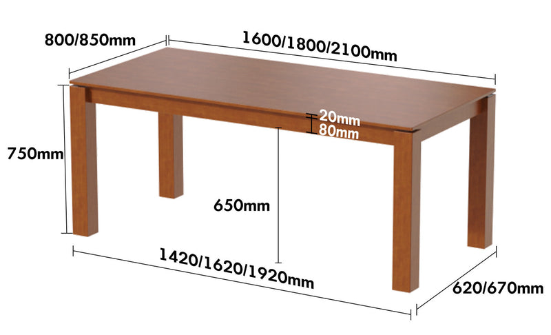 Vintage Boxwood Dining Table COASTAL Size Chart