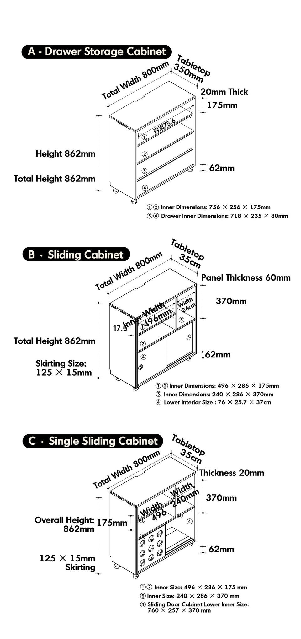 Scandinavian Cherry Wood Wheel Mobility Cabinet TIMELESS Size Chart
