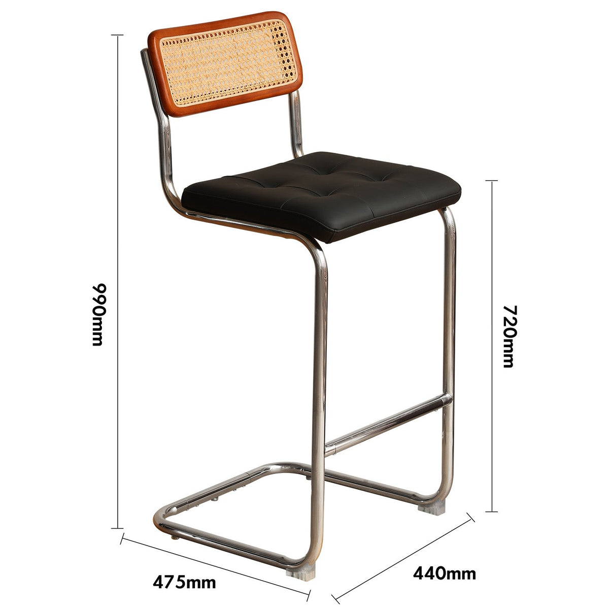 Bauhaus Rattan PU Leather Bar Chair HOH XIL Size Chart