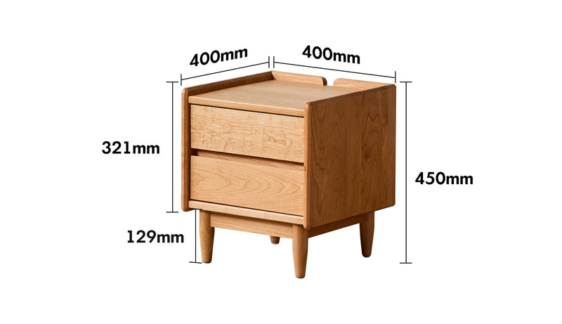 Scandinavian Cherry Wood Side Table VISTA Size Chart