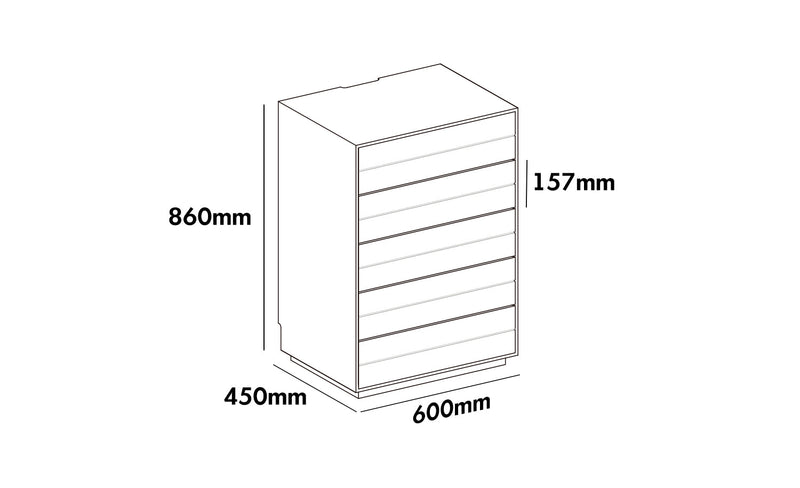 Minimalist Ash Wood Veneer Chest Of 5 Drawers MOI Size Chart