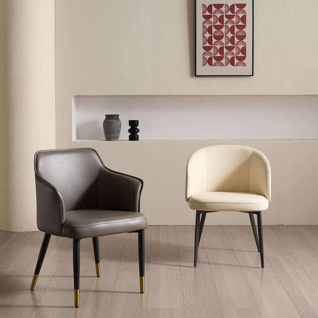 Modern Fabric And Leather Dining Chair METAL MAN N12