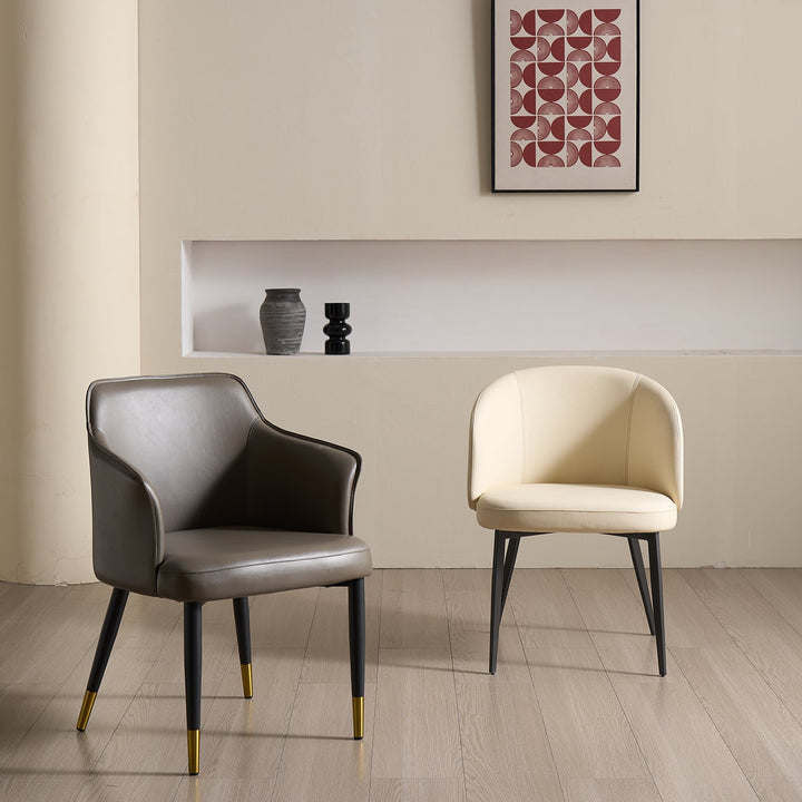 Modern Fabric And Leather Dining Chair METAL MAN N12