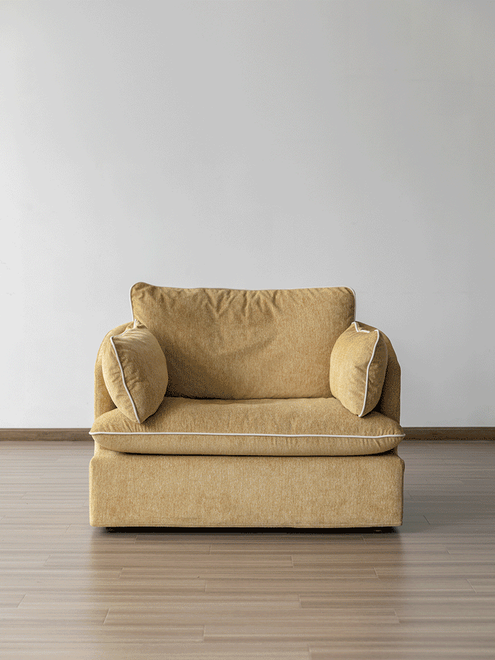 Scandinavian Chenille Velvet Fabric 1 Seater Sofa MIRA