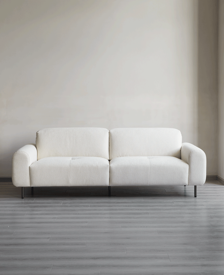 Minimalist chenille velvet fabric 3 seater sofa drift in real life style.