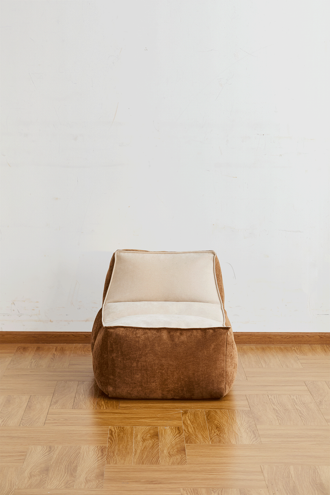 Cream Cotton Fabric Bean Bag 1 Seater Sofa LAZY