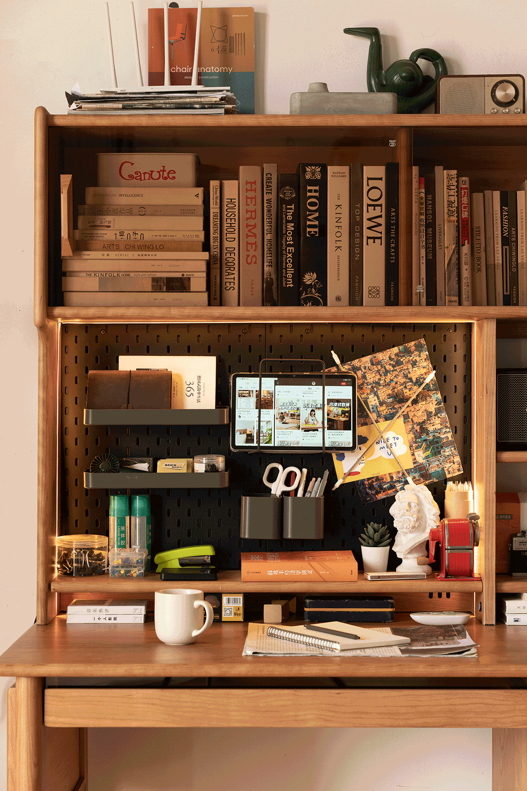 Scandinavian Cherry Wood Study Table With Shelf CAPE