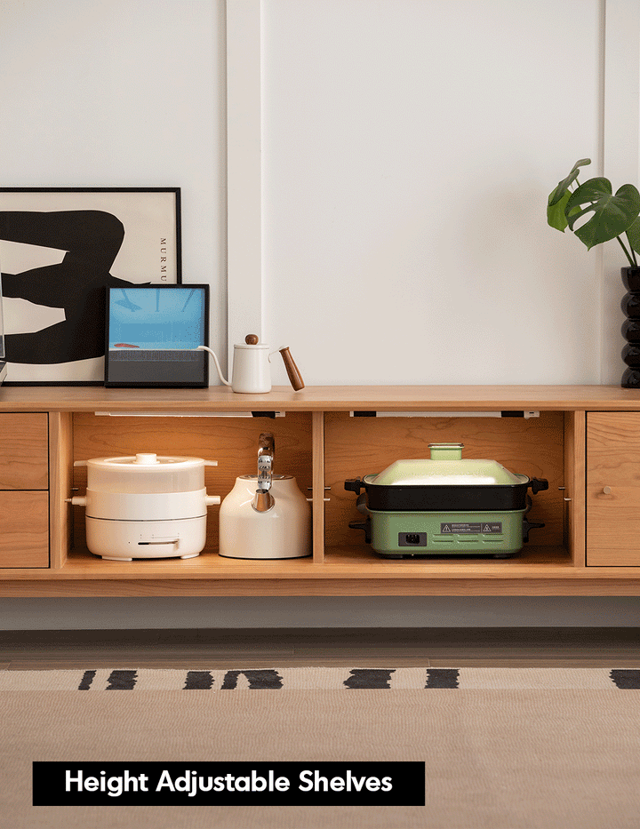 Scandinavian Cherry Wood TV Console GREEN