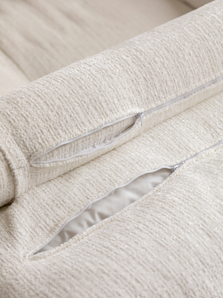 Scandinavian chenille velvet fabric modular 1 seater sofa in real life style.