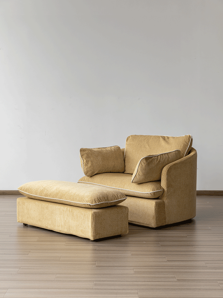 Scandinavian Chenille Velvet Fabric 1 Seater Sofa MIRA