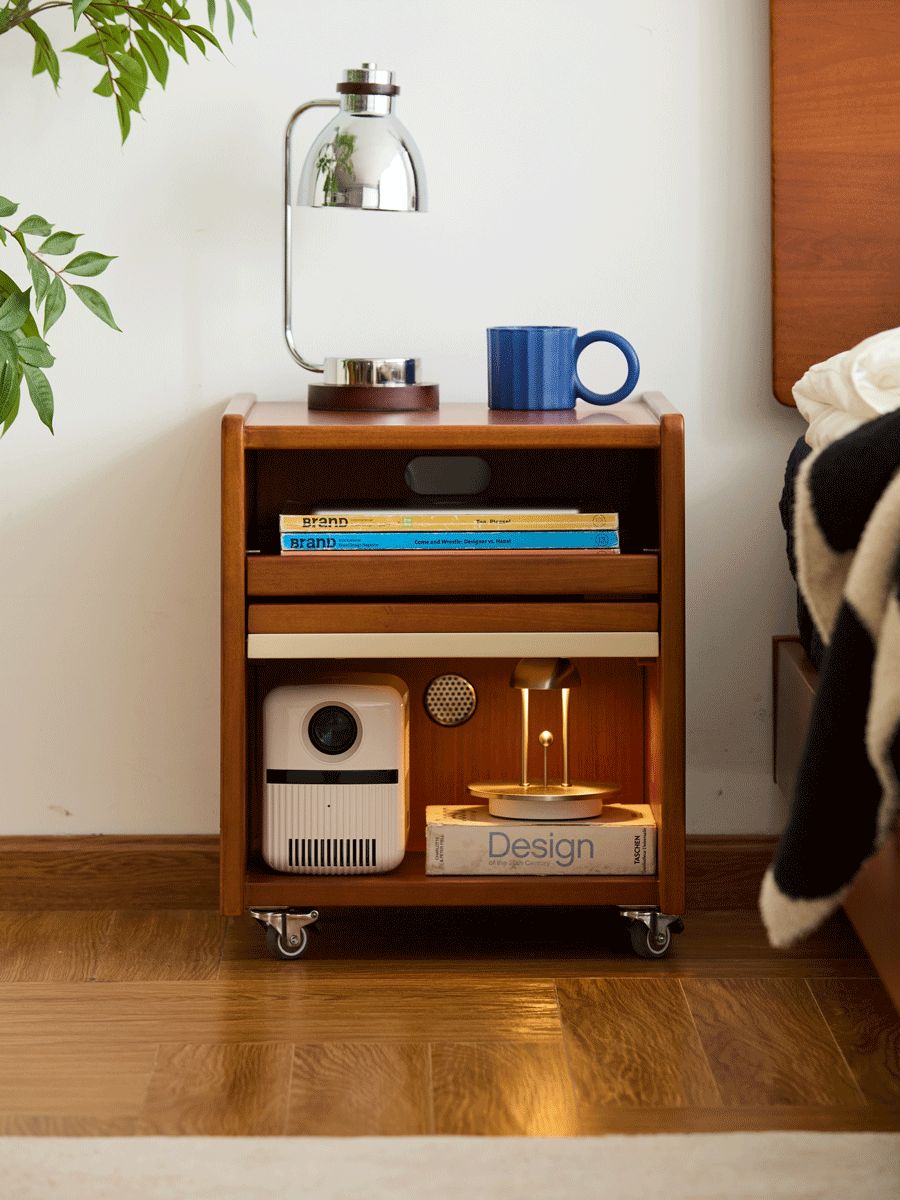 Vintage boxwood side table moonrise in real life style.