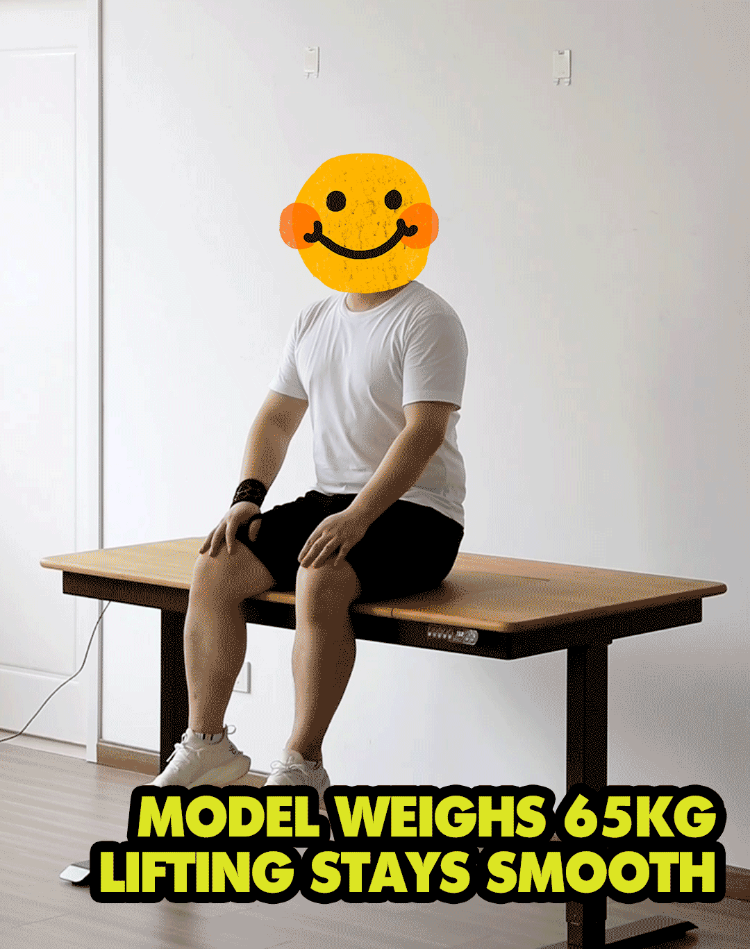 Scandinavian Cherry Wood Electric Height Adjustable Study Table KAZAMA