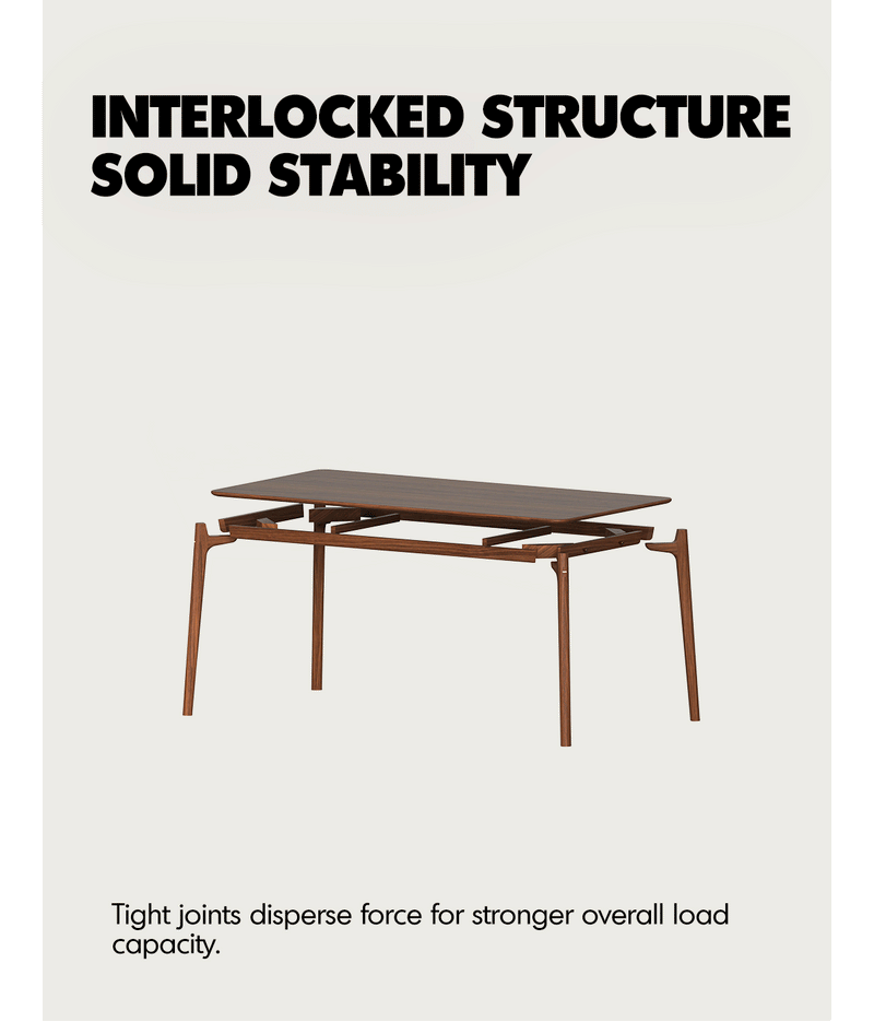 Japandi Walnut Wood Dining Table CHRONO More Details and Instruction_2